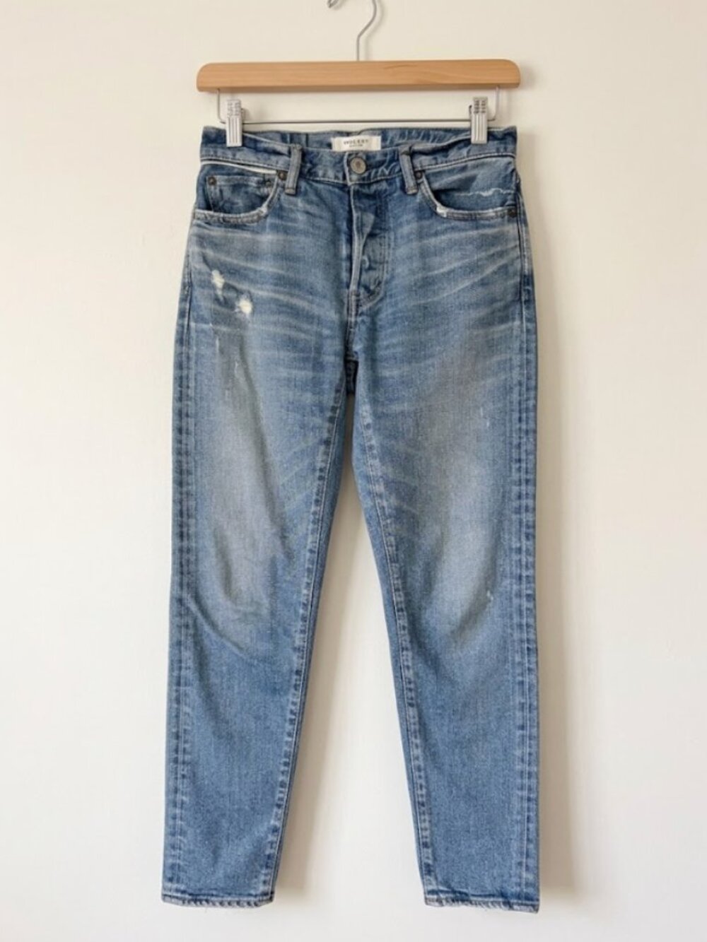 MOUSSY VINTAGE Avenal Tapered Mid Rise Jeans in Blue- 25- MSRP $360